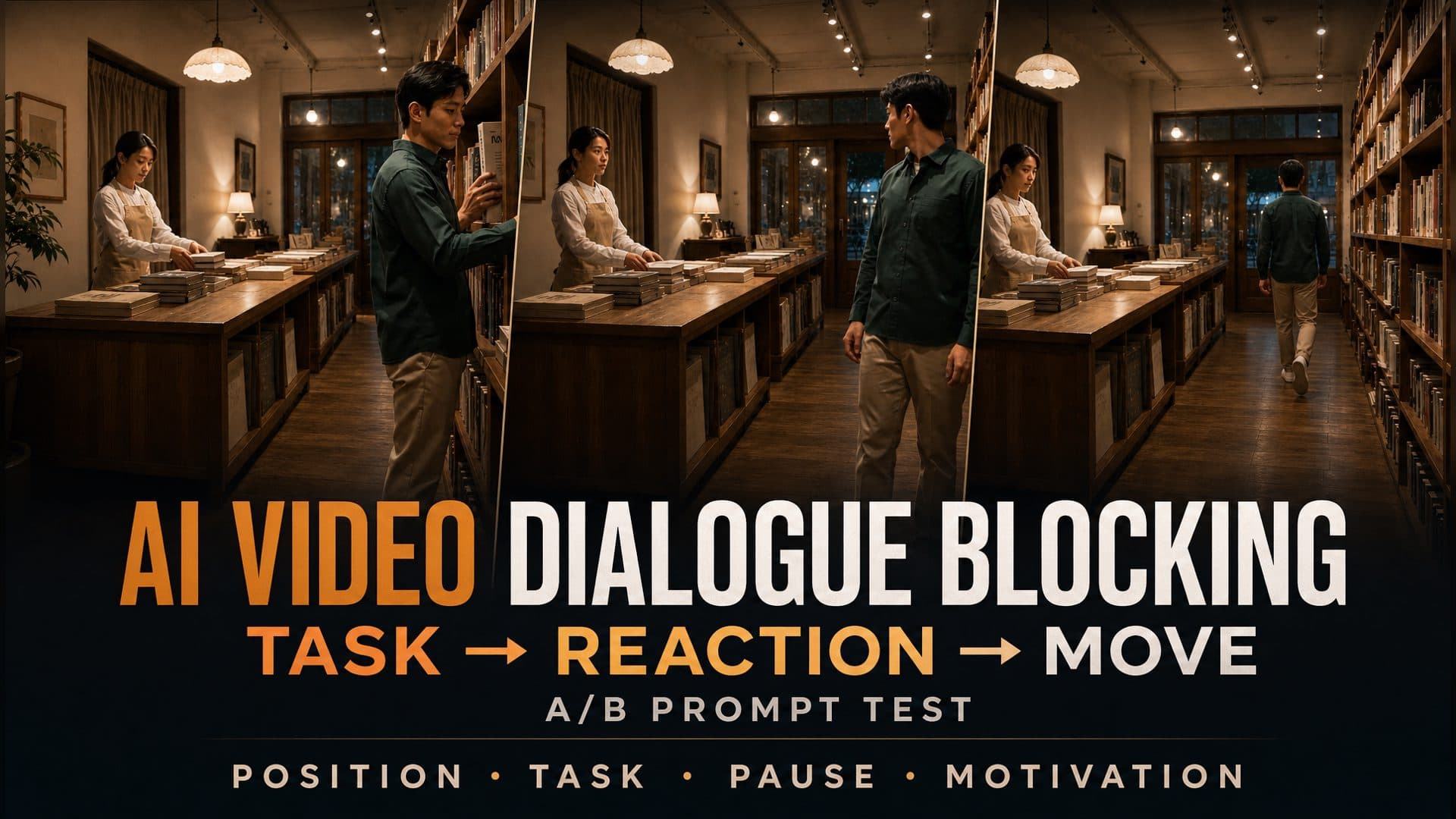 AI Video Dialogue Blocking Prompts: Turn-Taking, Tasks, and Motivated Movement
