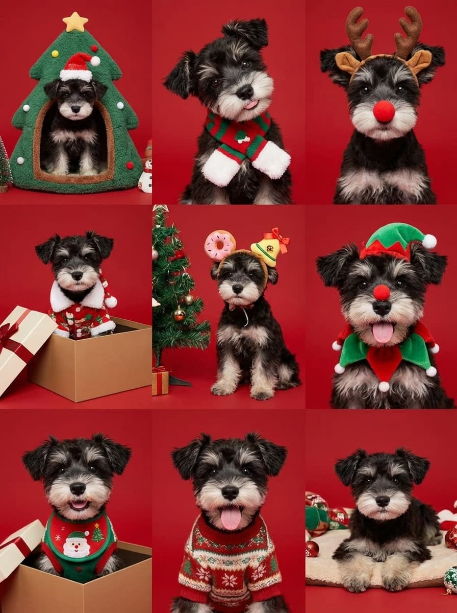 AI Christmas Pet Grid Image From Image
