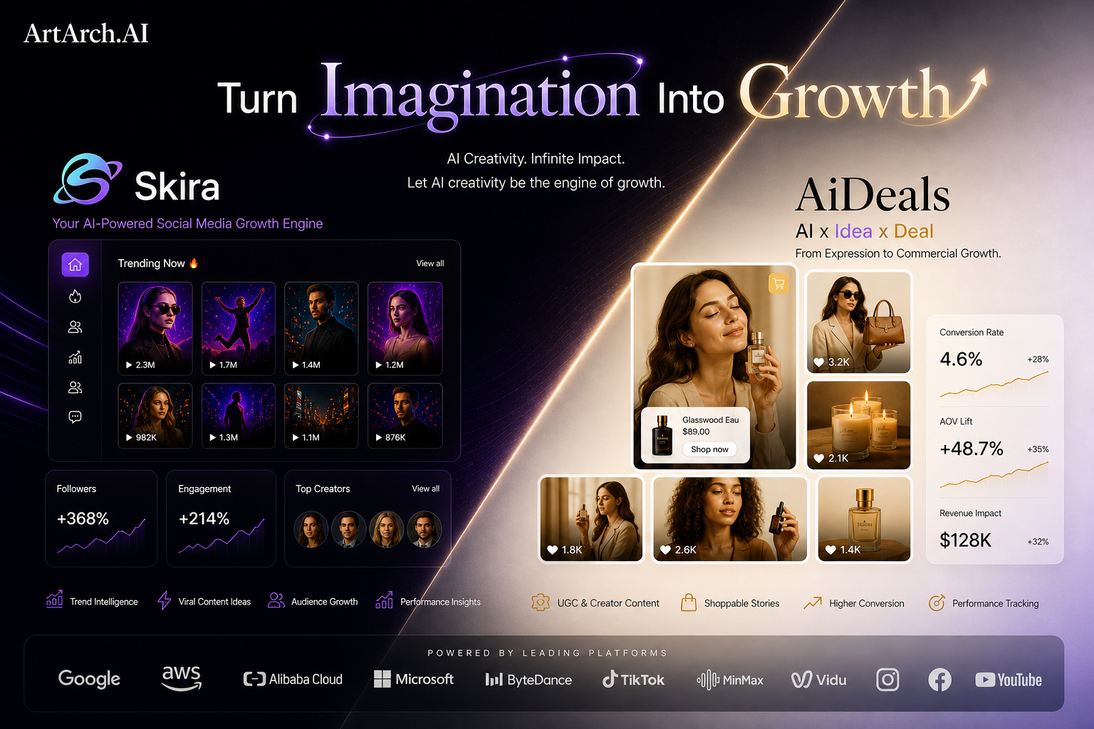 ArtArch.AI homepage visual featuring Skira and AiDeals